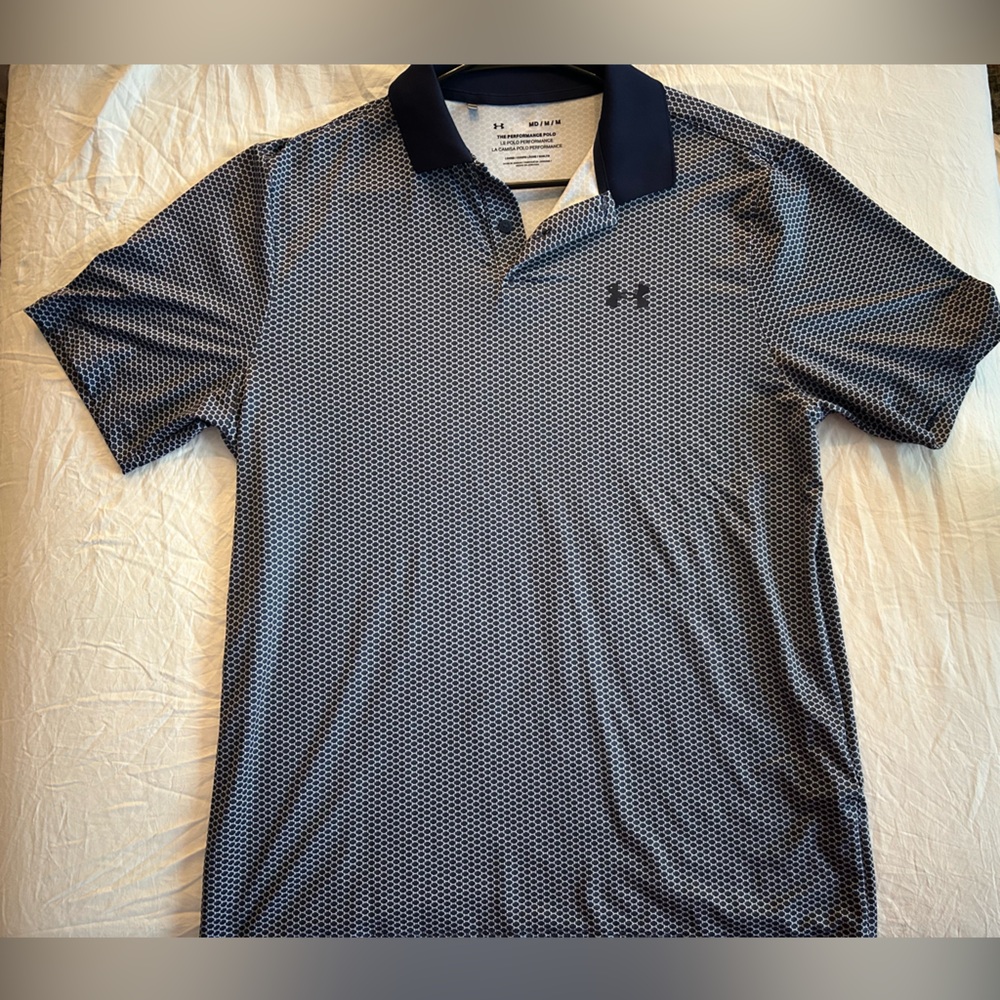 Under Armour Men's Navy and White Polo Shirt